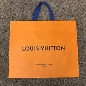 Louis Vuitton Bold Orange Tote with Blue Handles